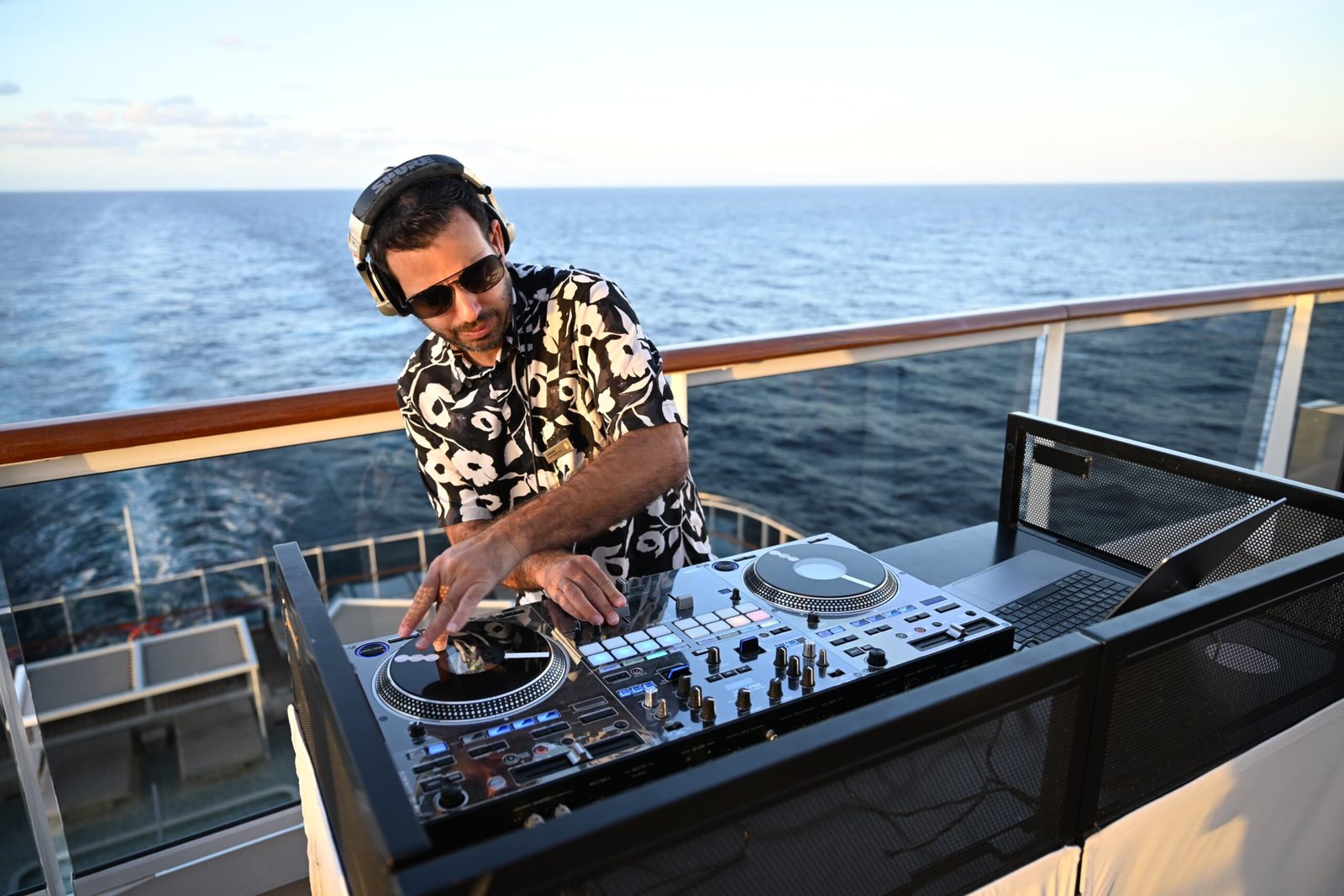 DJ playing outdoor on a cruise ship